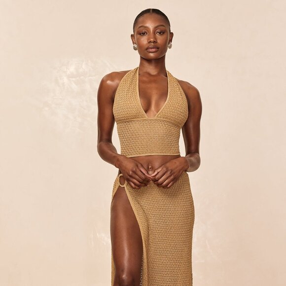 Toulon Top Lined - Antique Gold Lace Crochet - Picture 3 of 5